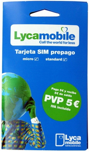 Tarjeta Sim Prepago Lycamobile Espana Nueva con 100 Minutos y 6GB