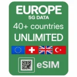 eSIM Unlimited Data  — Europe, UK, Switzerland, Turkey