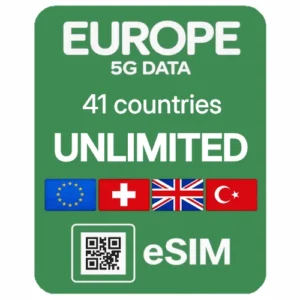 eSIM Unlimited Data 41  — Europe, UK, Switzerland, Turkey