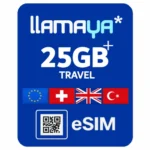 Llamaya Travel eSIM 5G Data  — Europe, UK, Switzerland, Turkey