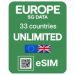 eSIM Unlimited Data 33  — Europe, UK